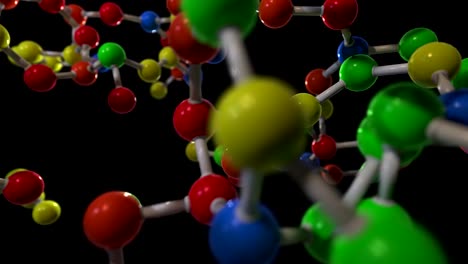Molekül-Kugel--Und-Stabmodell-Fliegen-Durch-Atome-Chemie-Biologie-Wissenschaft-Technik